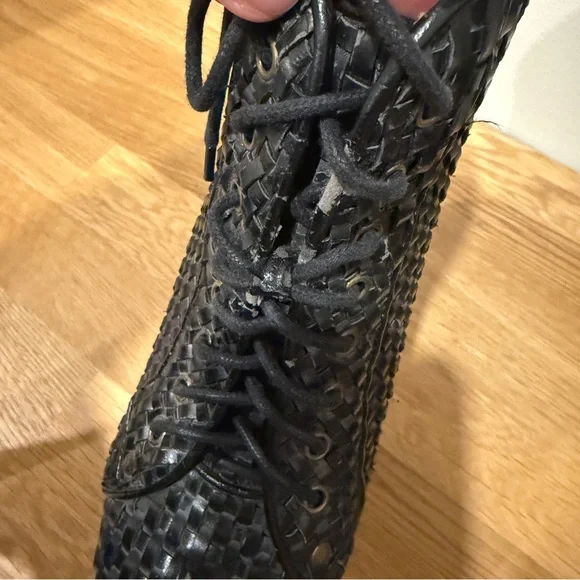 Jeffrey Campbell Black Woven Lita Lace-Up Platform Boots - Picture 5 of 14